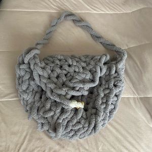 Grey crotchet tote bag